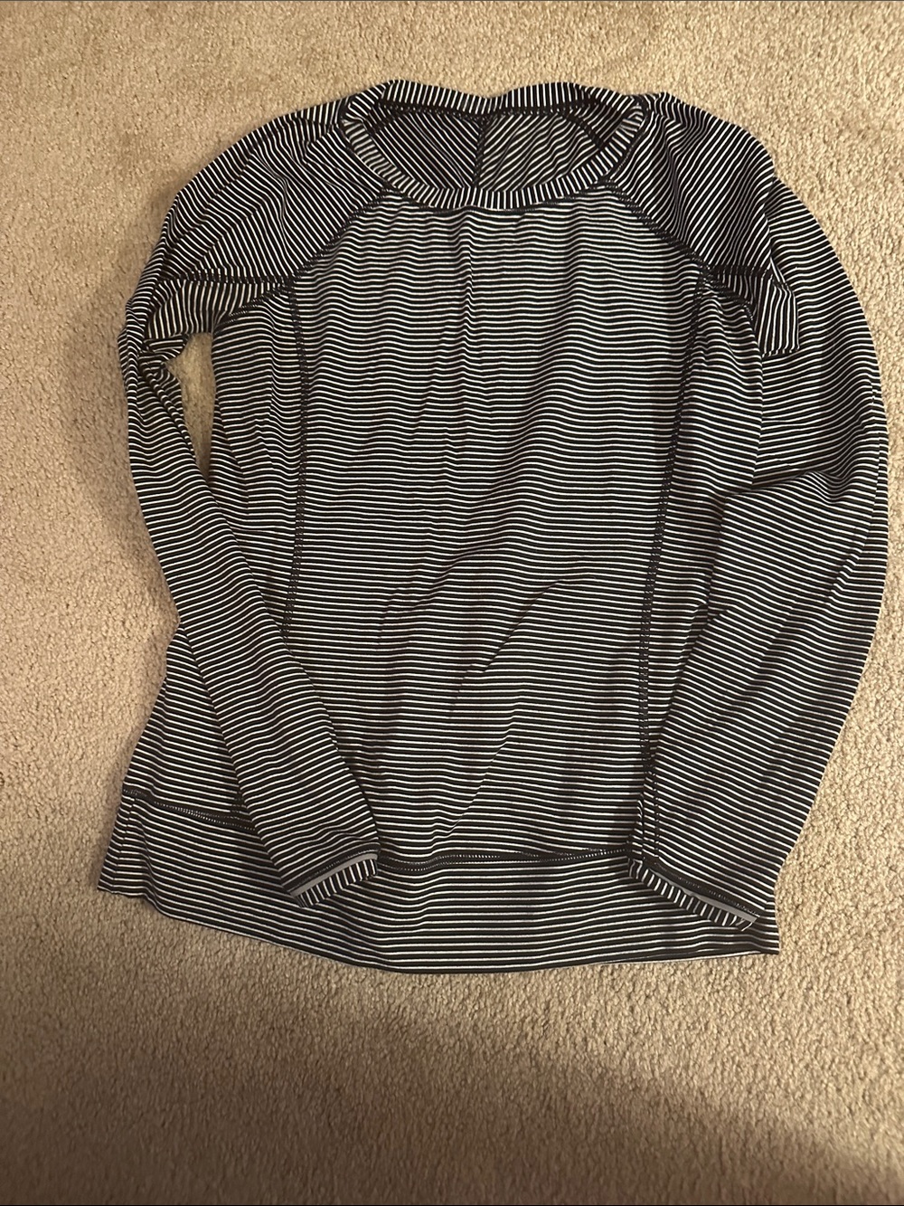 lululemon athletica Black and White Striped Long-Sleeve Top